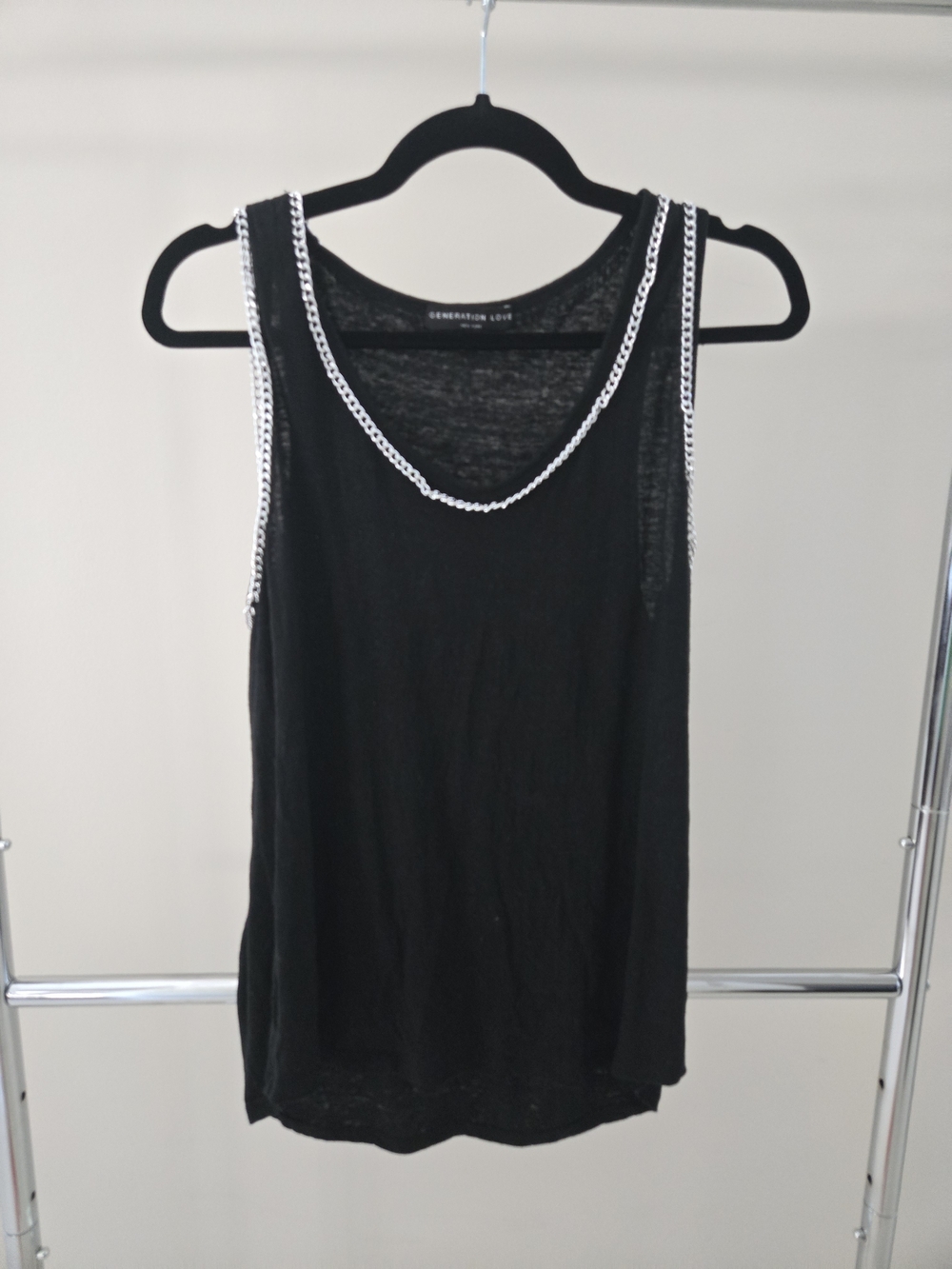 Black Chain-Trim Tank Top by Generation Love